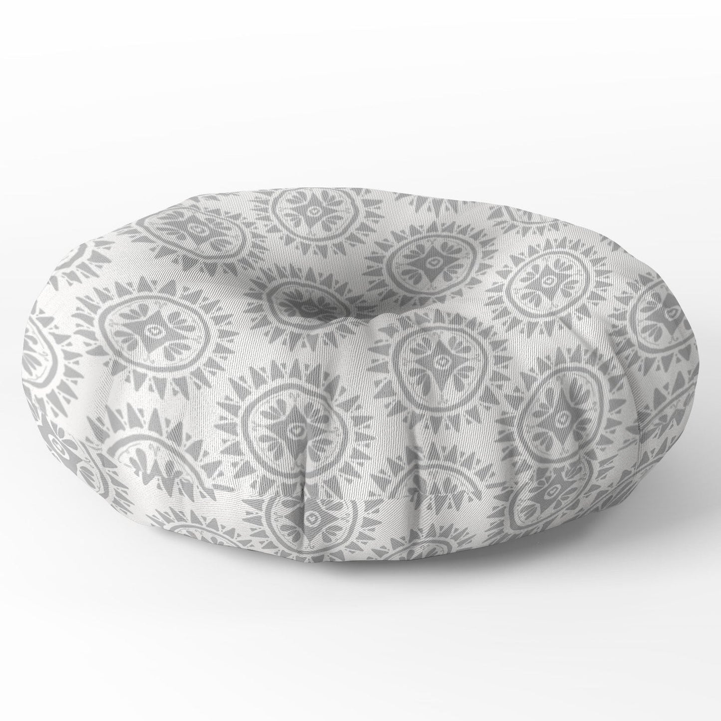 Allyson Johnson Grey Medallion Pattern Floor Pillow Round