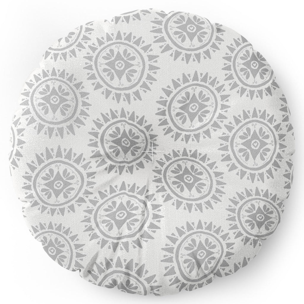 Allyson Johnson Grey Medallion Pattern Floor Pillow Round