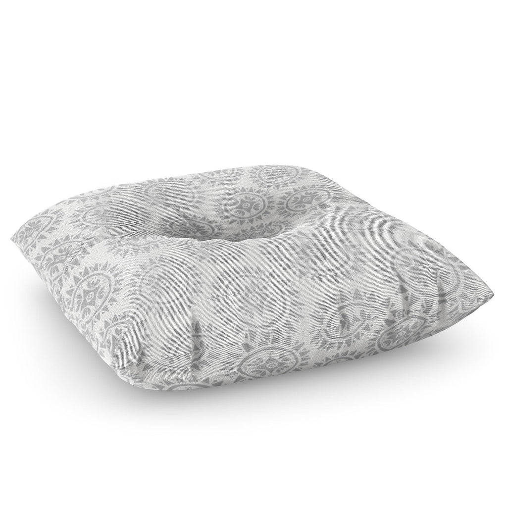 Allyson Johnson Grey Medallion Pattern Floor Pillow Square