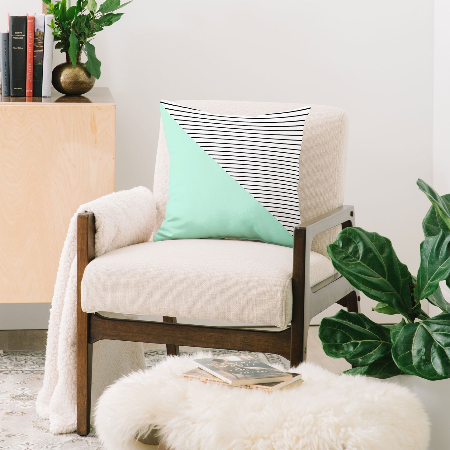 Allyson Johnson Mint and stripes Throw Pillow
