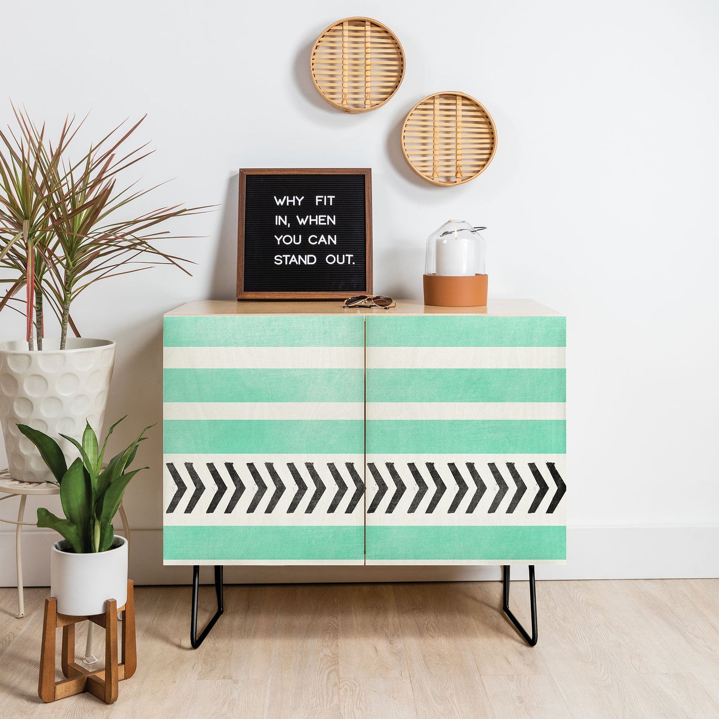 Allyson Johnson Mint Stripes And Arrows Credenza