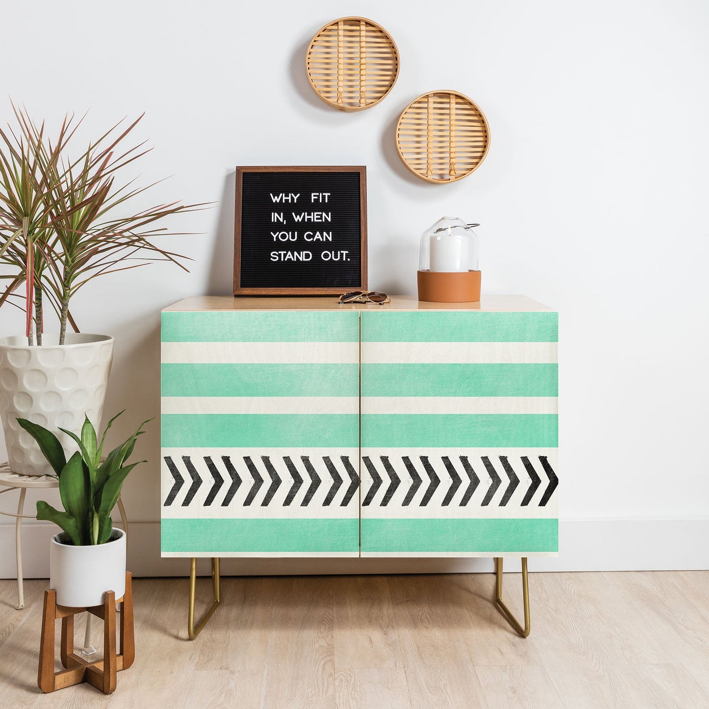 Allyson Johnson Mint Stripes And Arrows Credenza