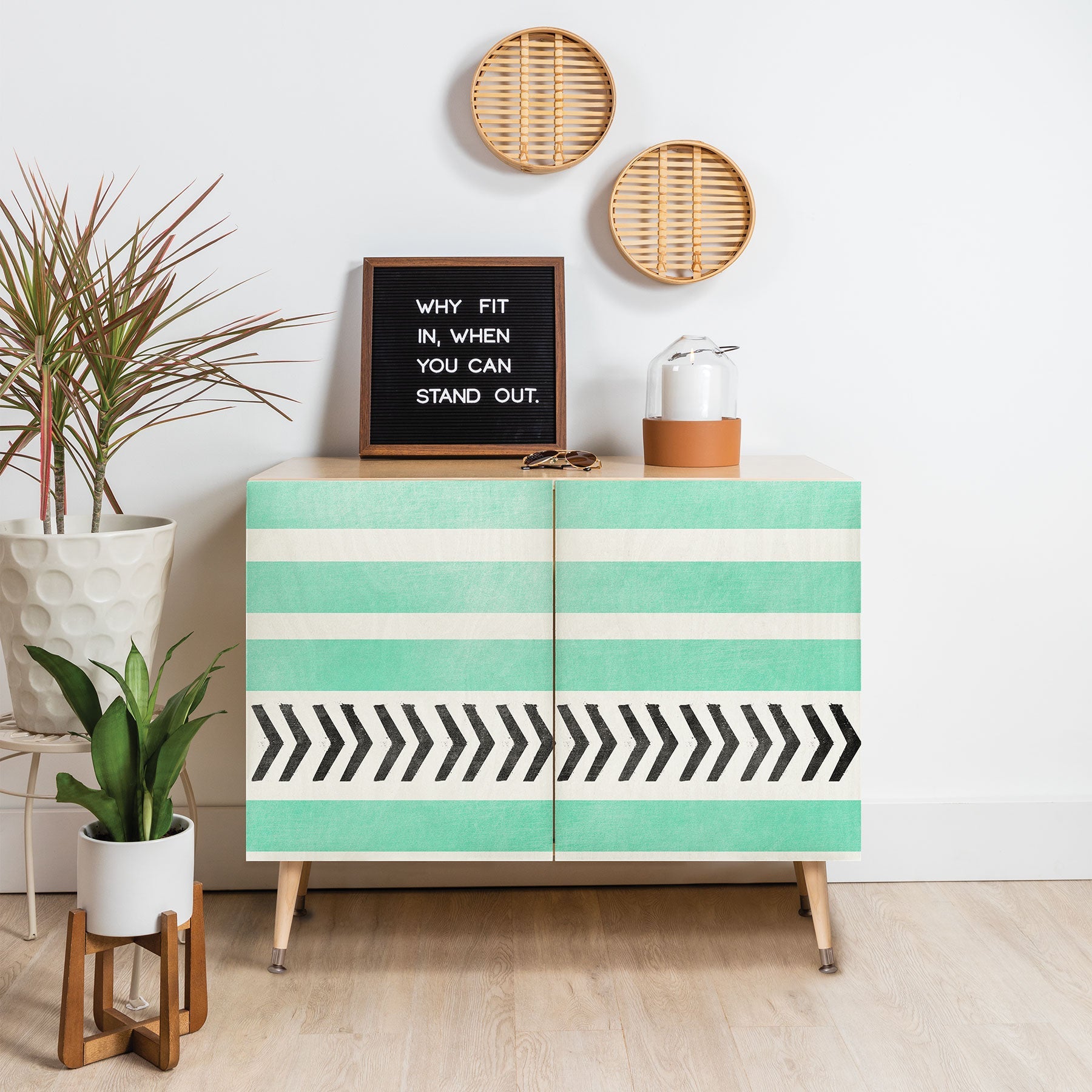 Allyson Johnson Mint Stripes And Arrows Credenza