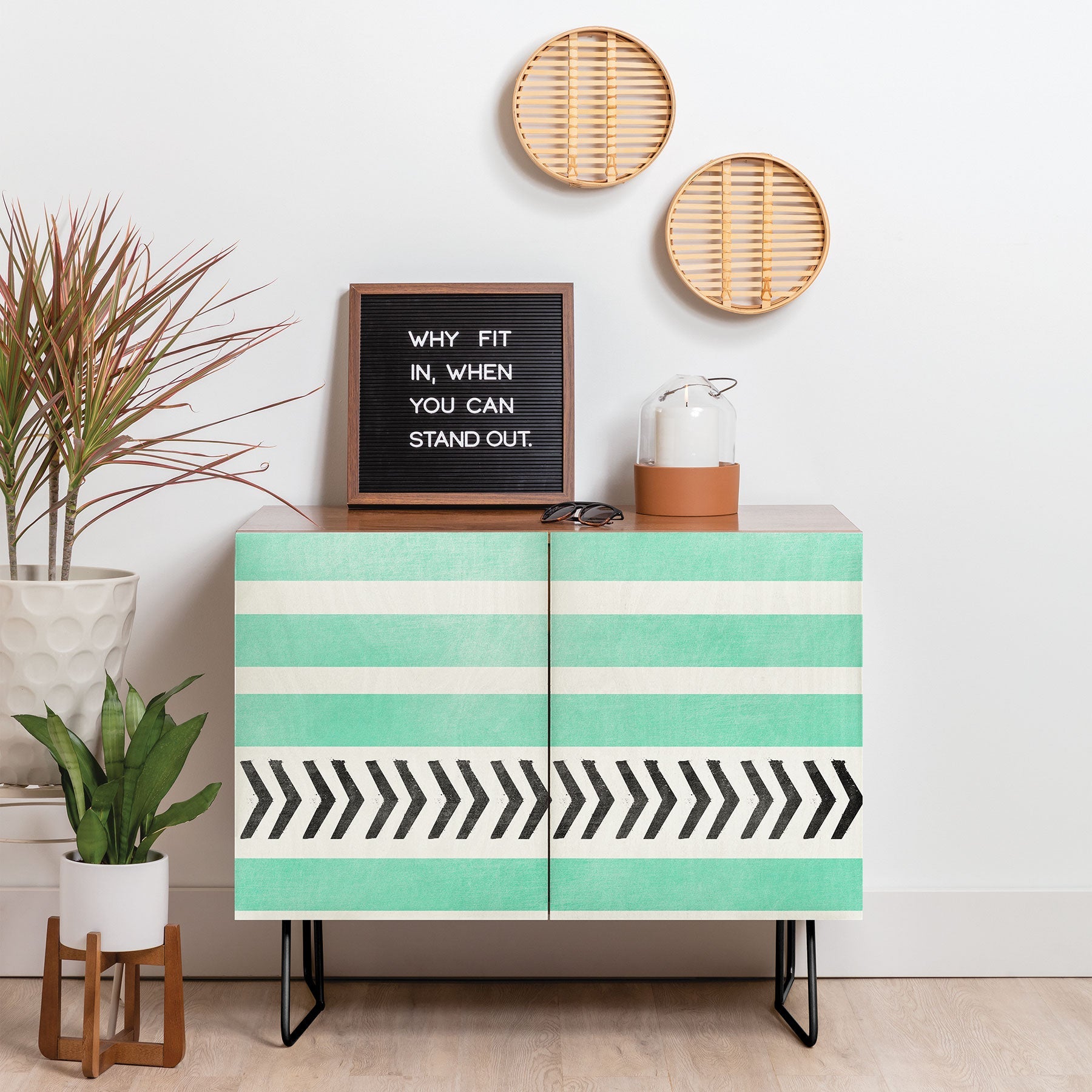 Allyson Johnson Mint Stripes And Arrows Credenza