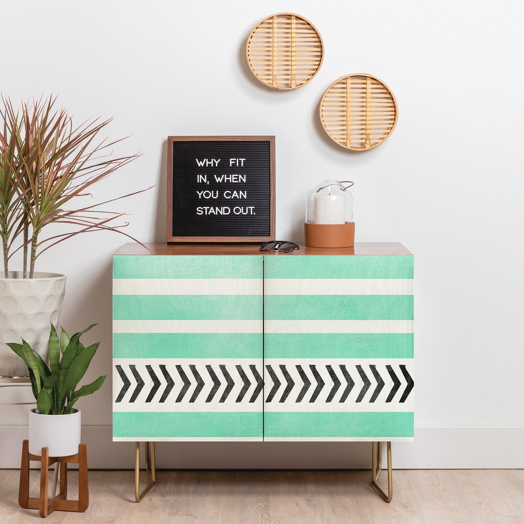 Allyson Johnson Mint Stripes And Arrows Credenza