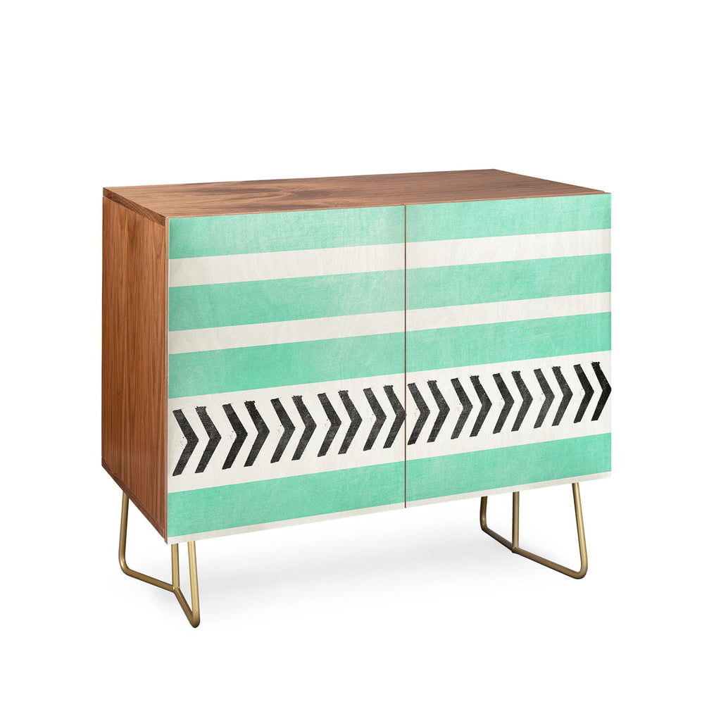 Allyson Johnson Mint Stripes And Arrows Credenza