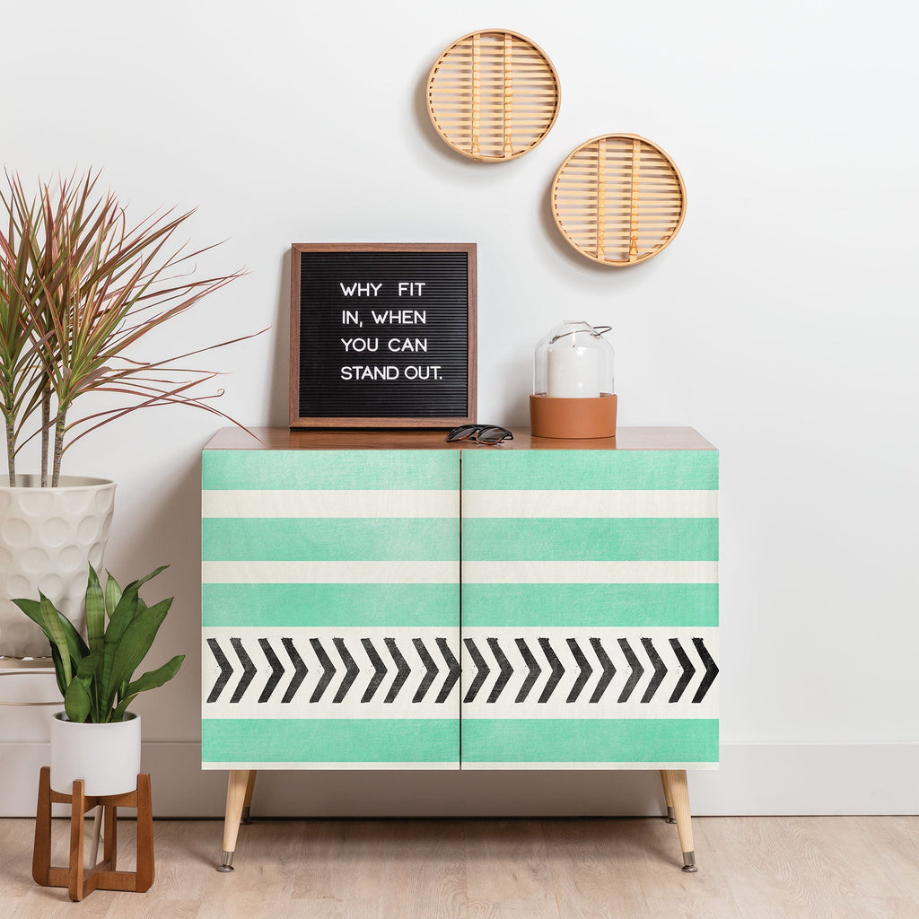 Allyson Johnson Mint Stripes And Arrows Credenza