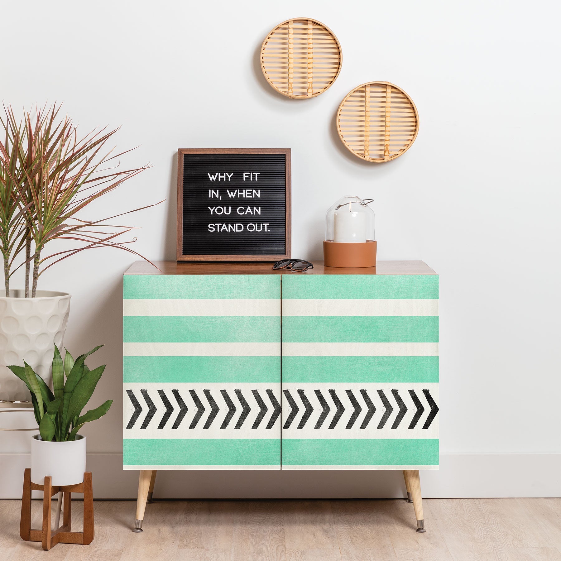 Allyson Johnson Mint Stripes And Arrows Credenza