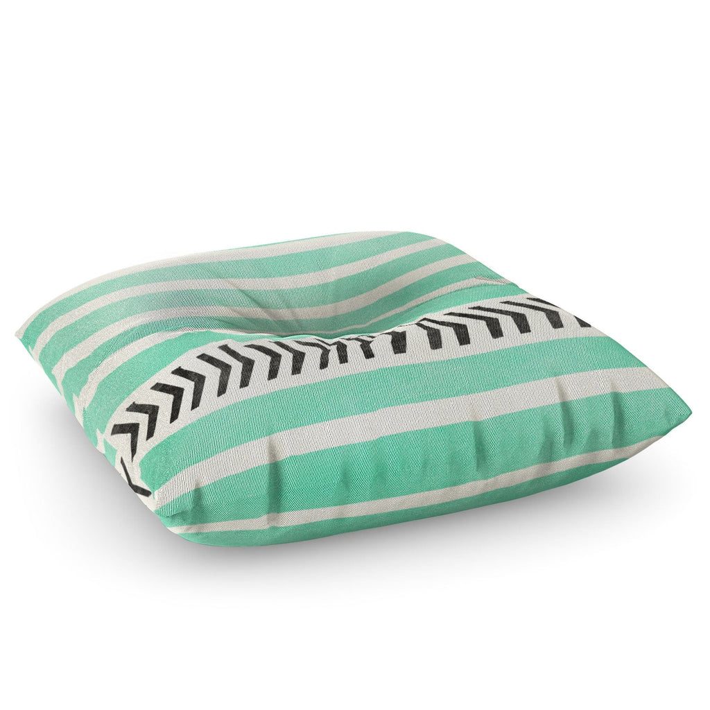 Allyson Johnson Mint Stripes And Arrows Floor Pillow Square
