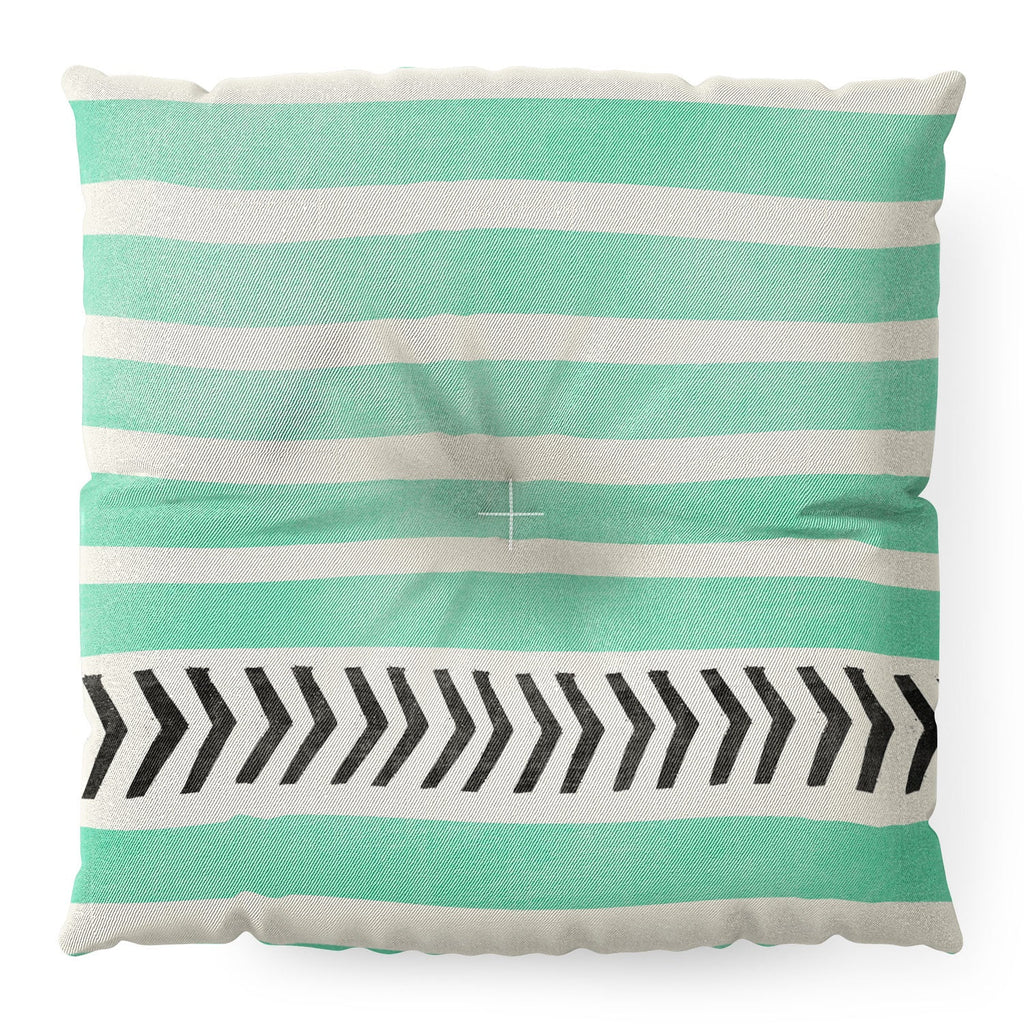 Allyson Johnson Mint Stripes And Arrows Floor Pillow Square