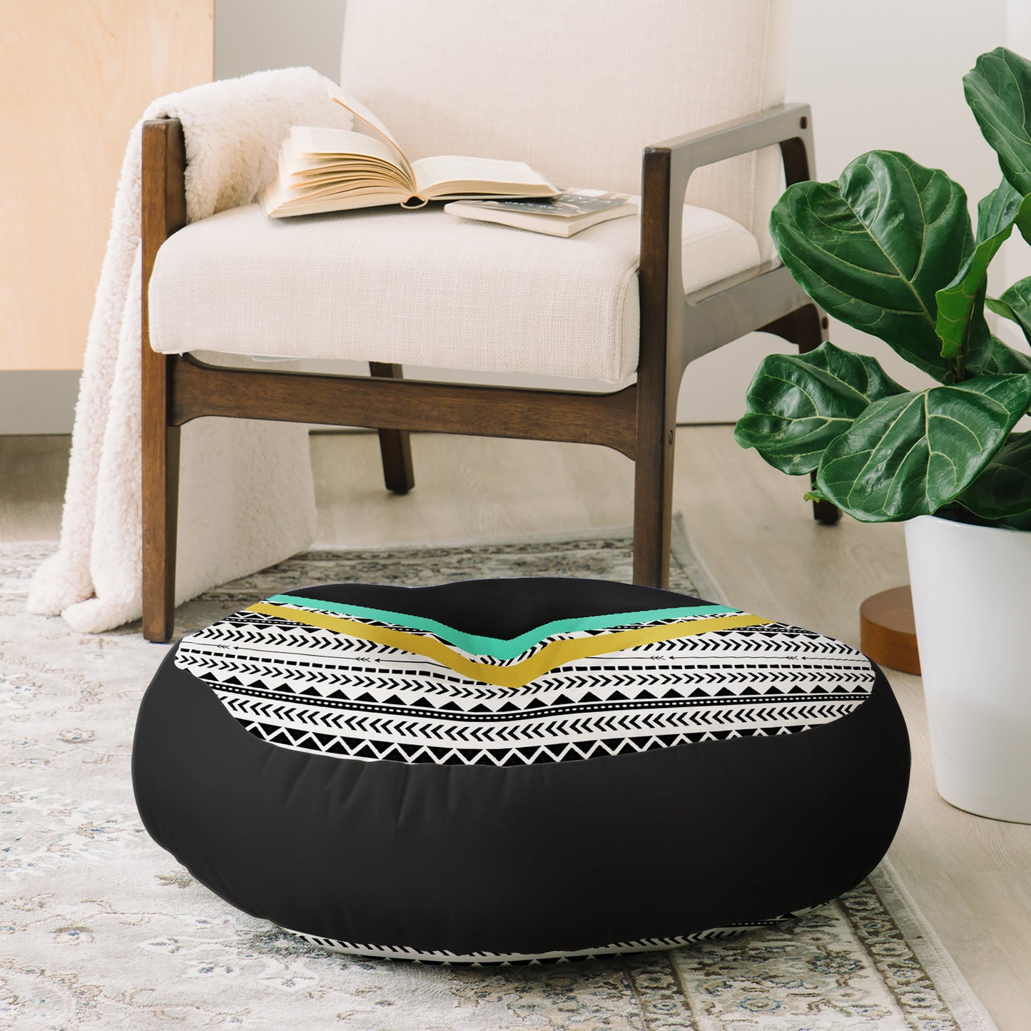 Allyson Johnson Mixed Aztec 1 Floor Pillow Round