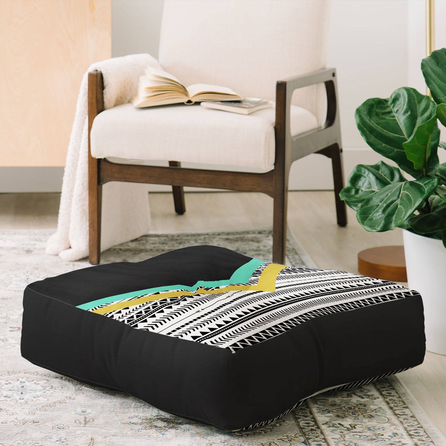 Allyson Johnson Mixed Aztec 1 Floor Pillow Square