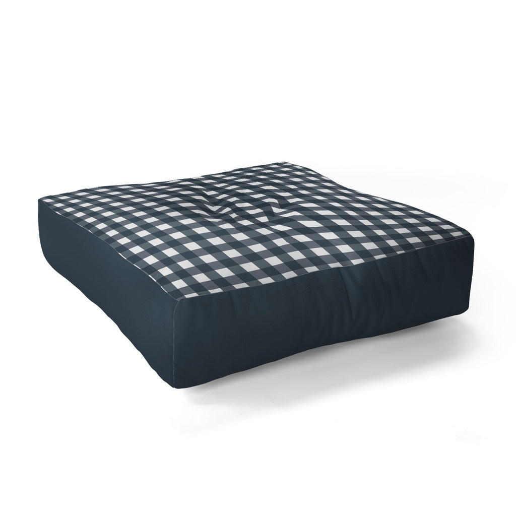 Allyson Johnson Navy Check Floor Pillow Square