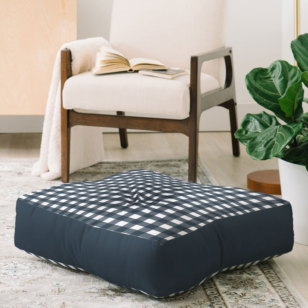 Allyson Johnson Navy Check Floor Pillow Square