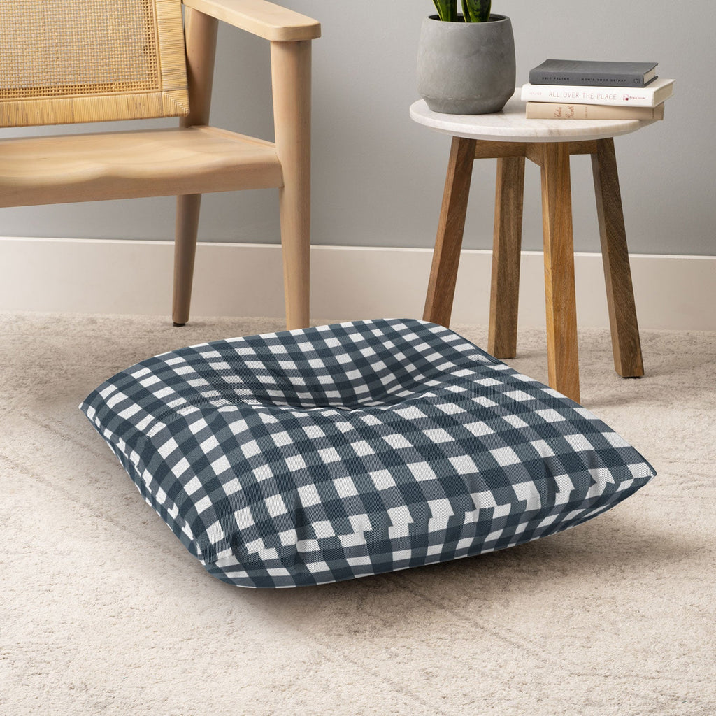 Allyson Johnson Navy Check Floor Pillow Square