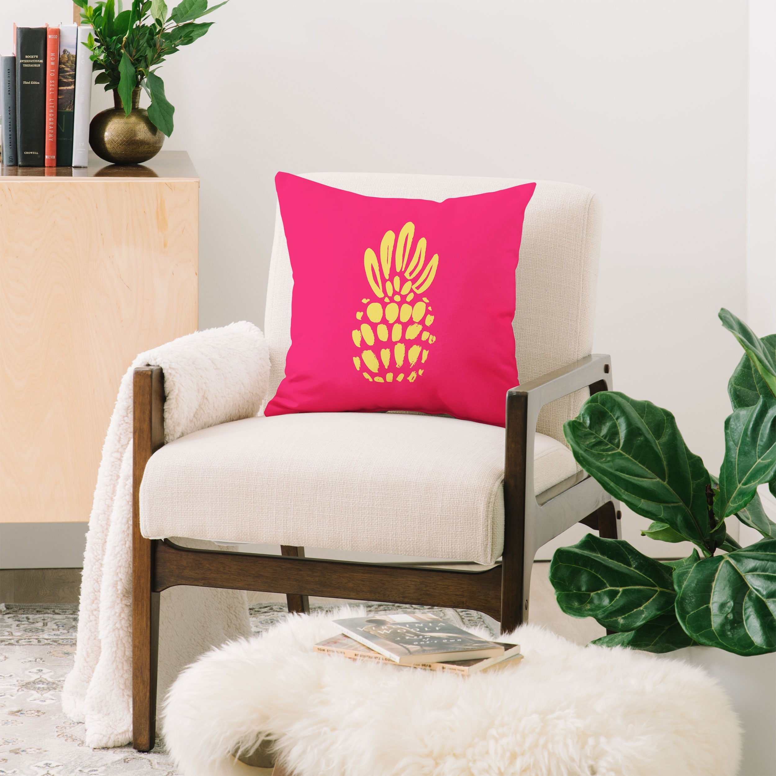Allyson Johnson Neon Pineapple Throw Pillow