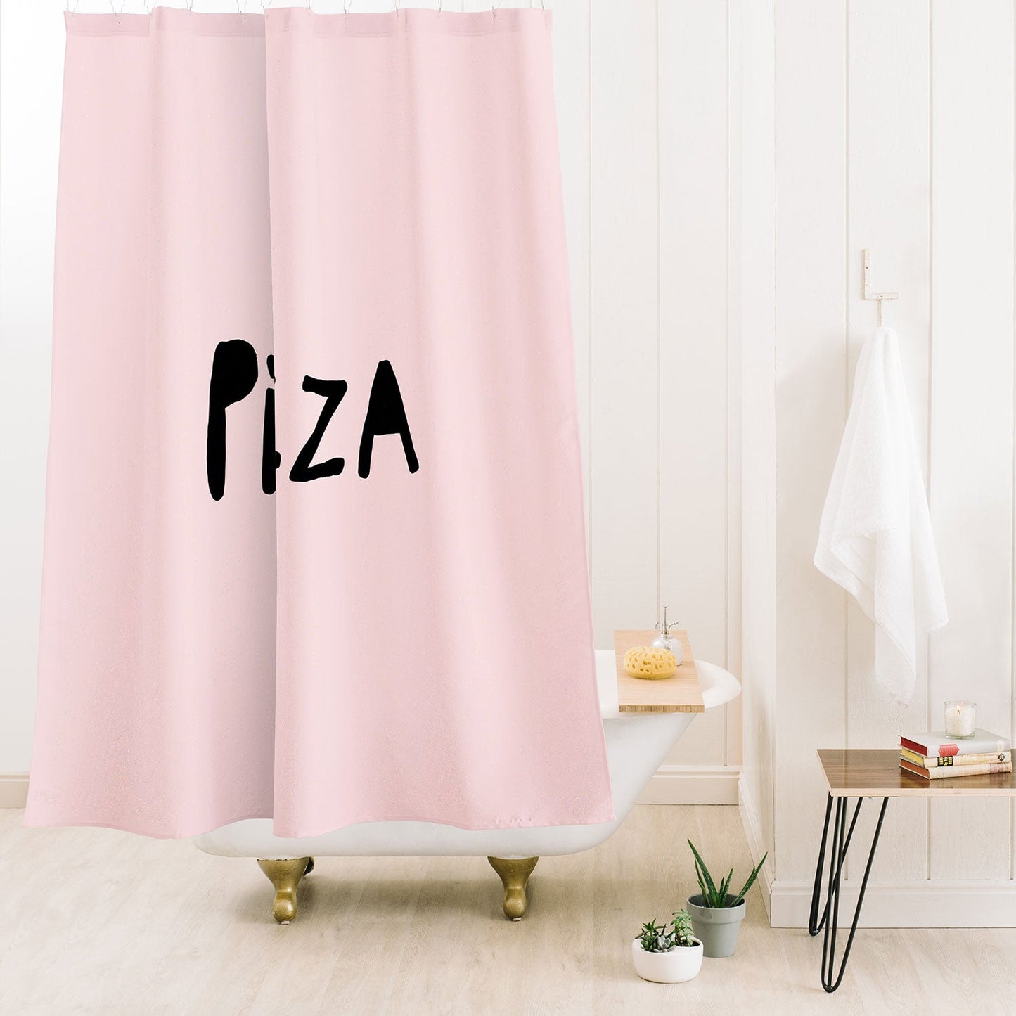 Allyson Johnson Pizza Pink Shower Curtain