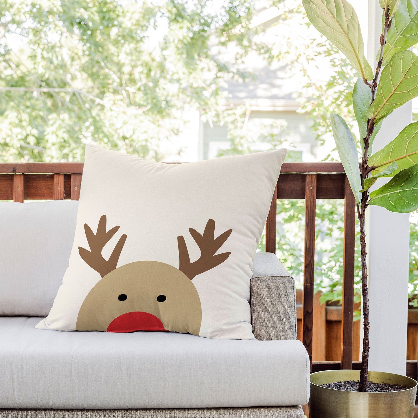 Allyson Johnson Reindeer Outdoor Throw Pillow