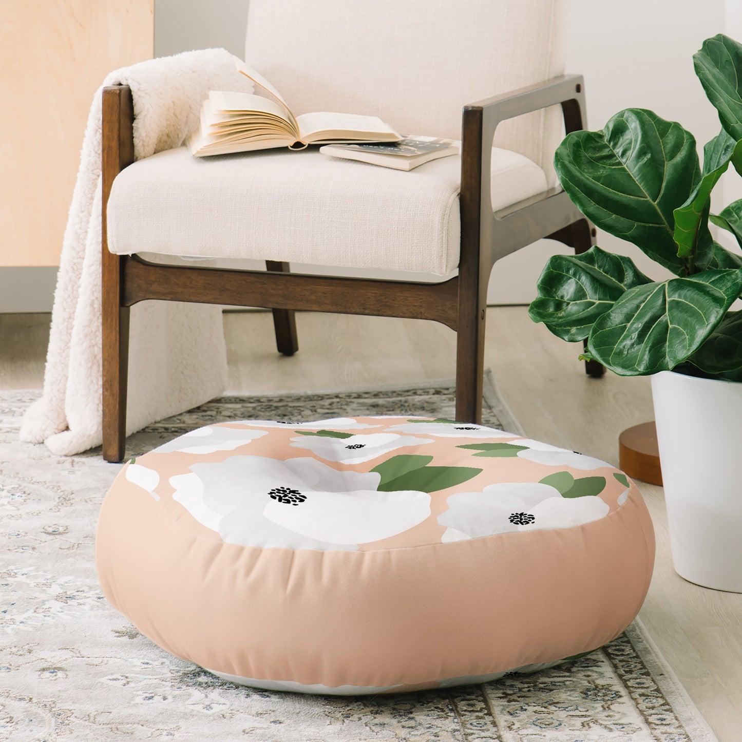 Allyson Johnson Romantic Floral Floor Pillow Round