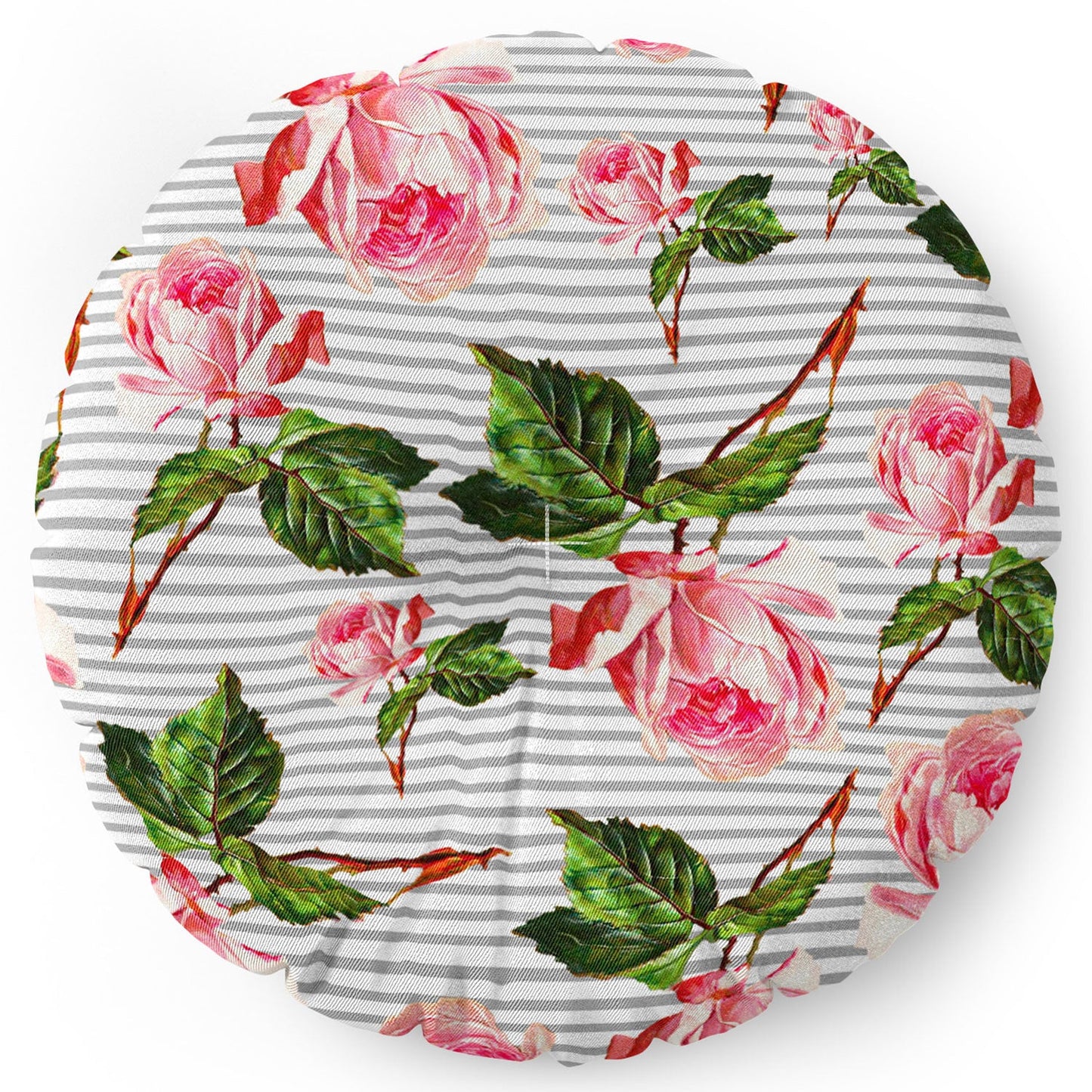 Allyson Johnson Roses and stripes Floor Pillow Round