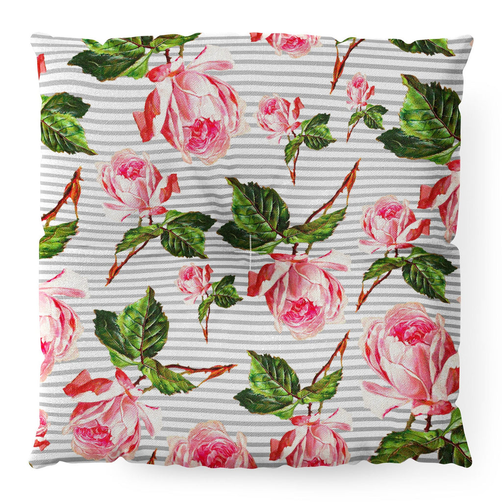 Allyson Johnson Roses and stripes Floor Pillow Square