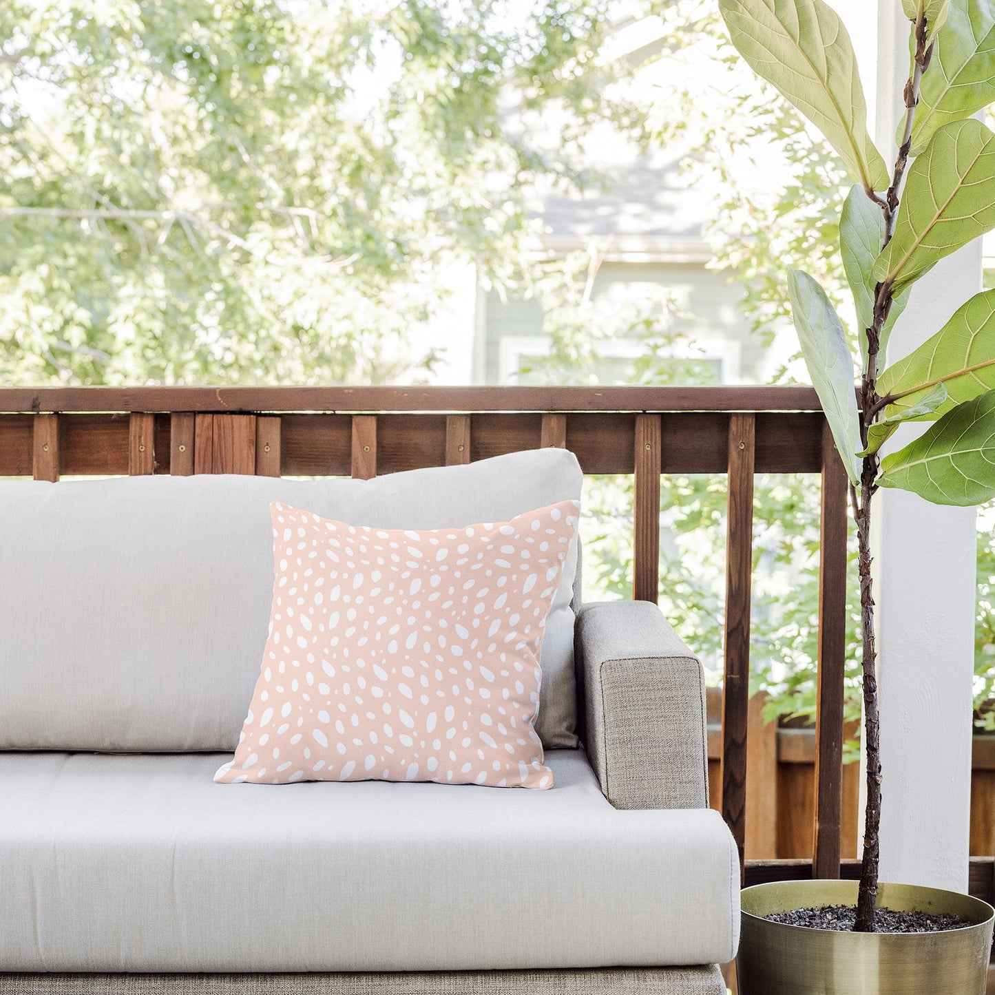 Allyson Johnson Spotted Pink Outdoor Throw Pillow