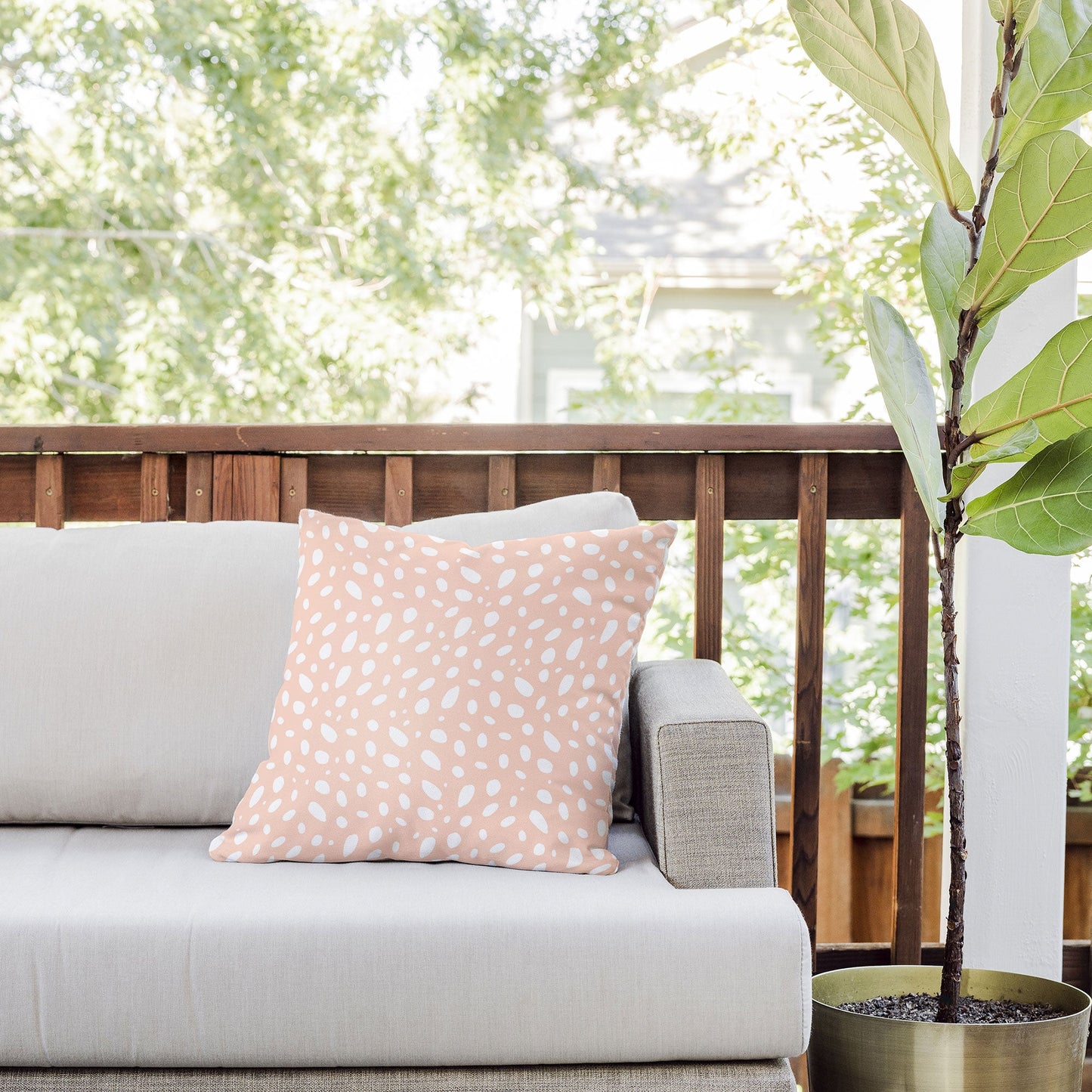 Allyson Johnson Spotted Pink Outdoor Throw Pillow