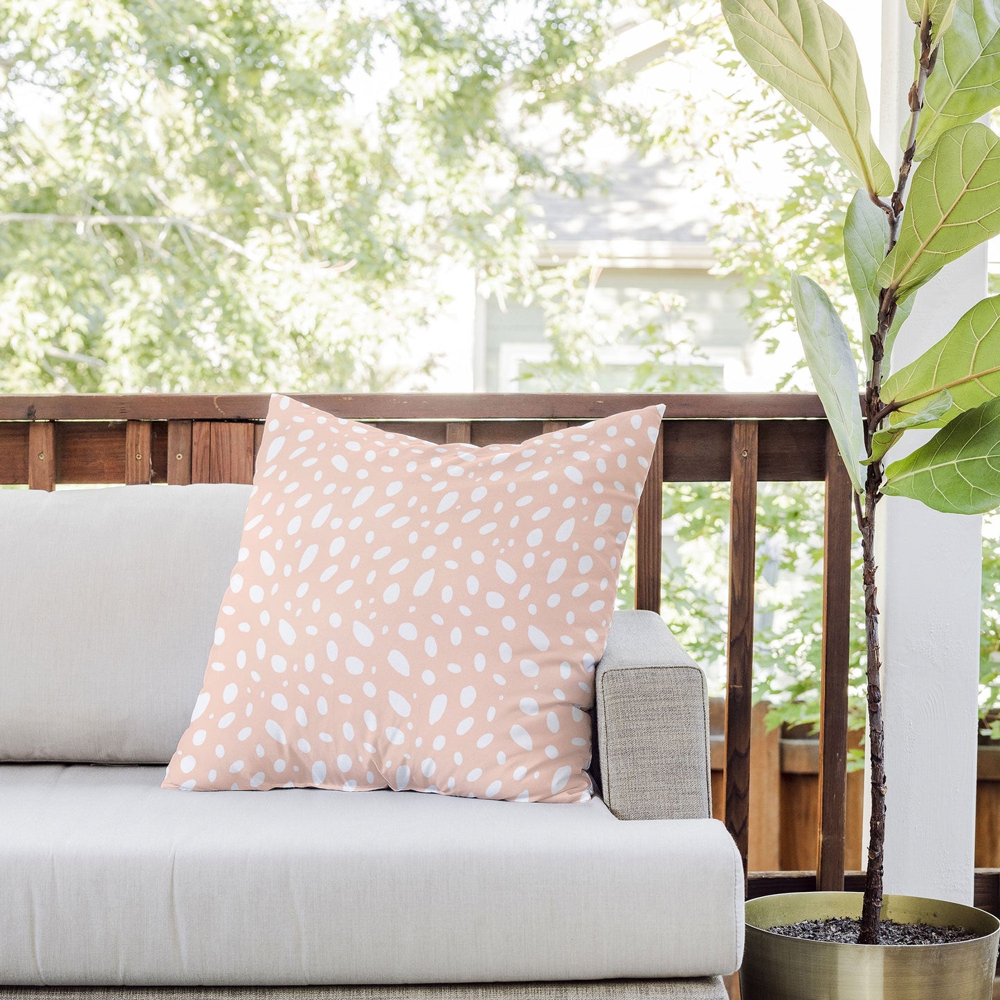 Allyson Johnson Spotted Pink Outdoor Throw Pillow