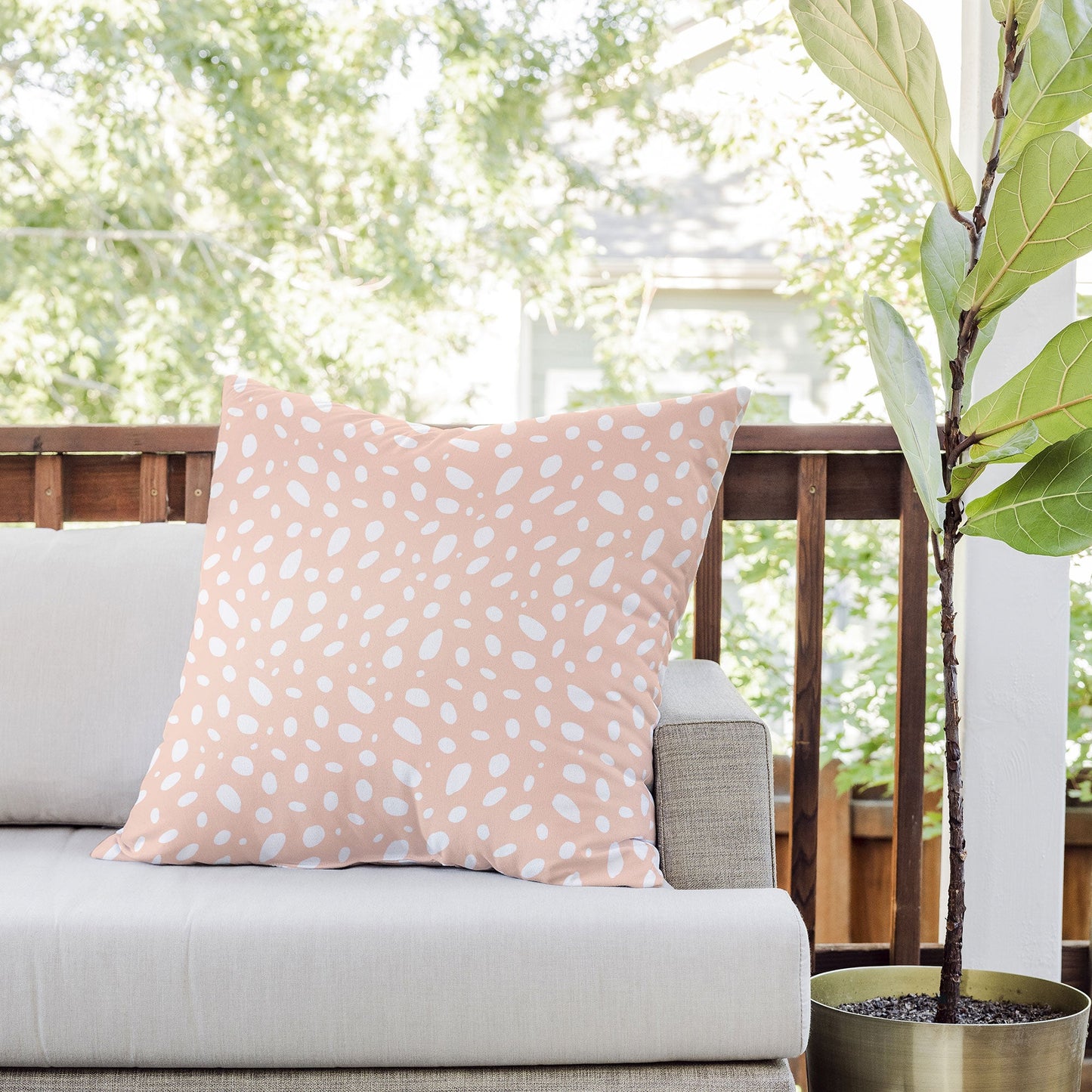Allyson Johnson Spotted Pink Outdoor Throw Pillow