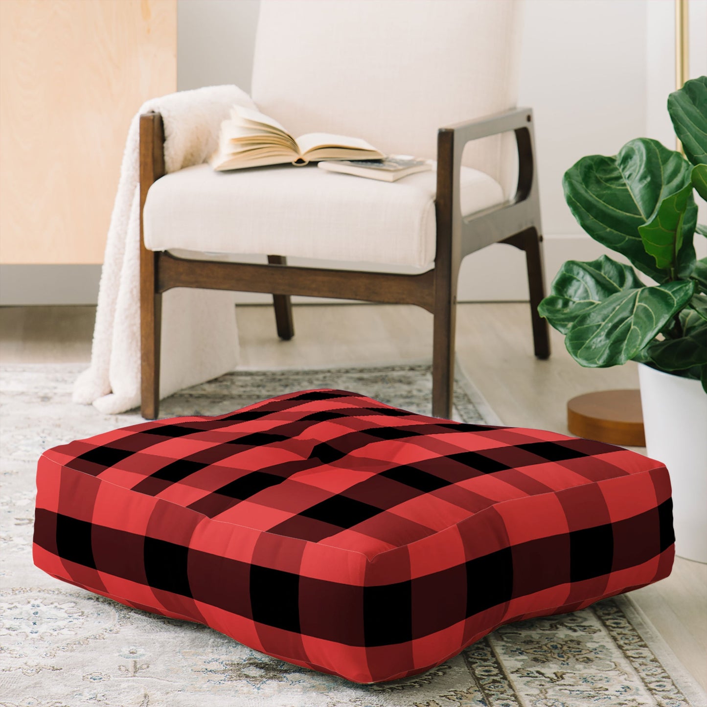 Allyson Johnson Winter Plaid Floor Pillow Square