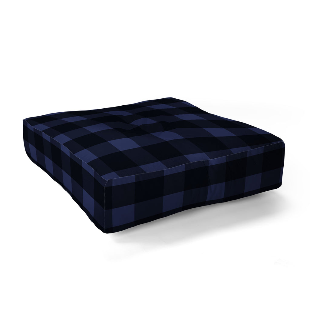 Allyson Johnson Woodsy Blue Plaid Floor Pillow Square