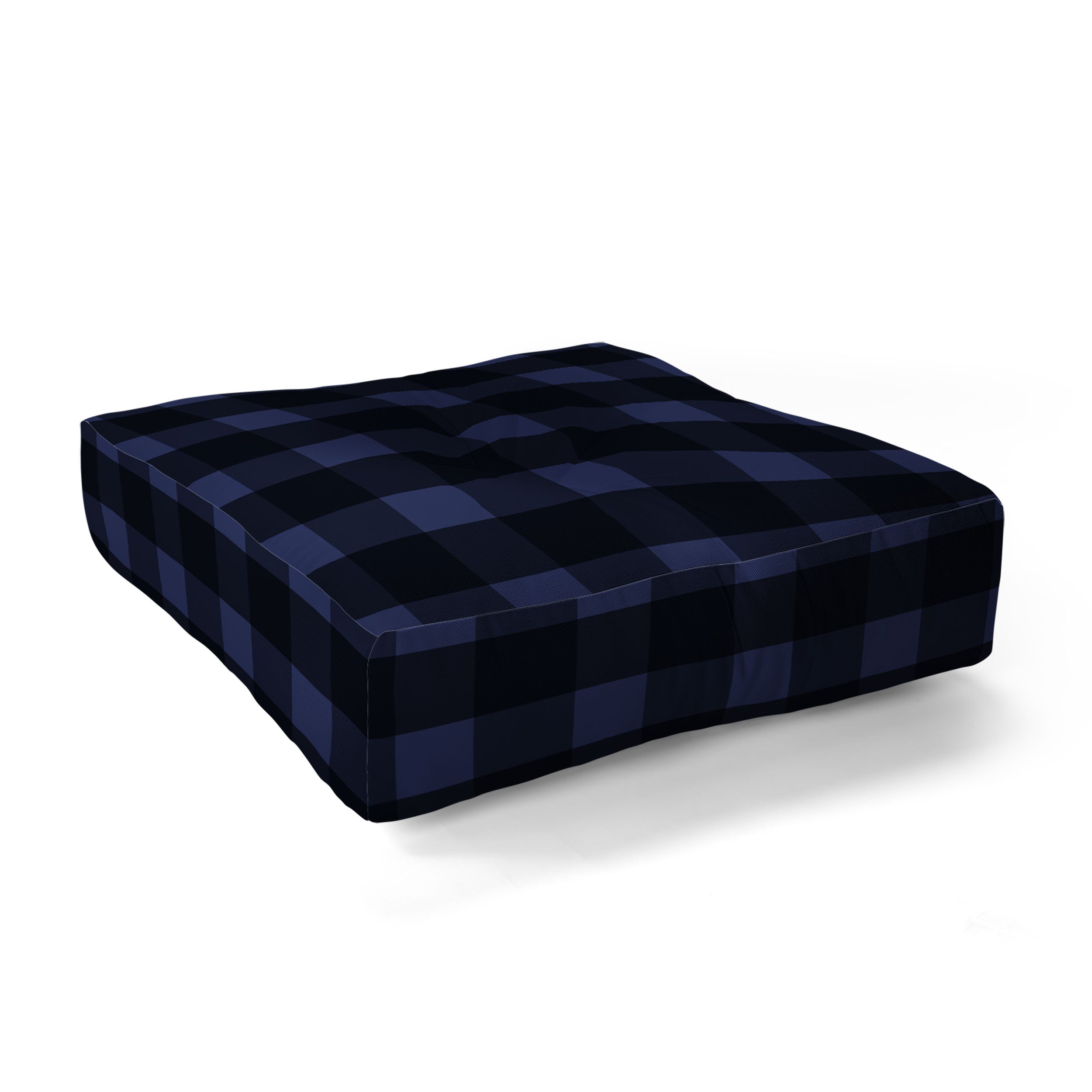Allyson Johnson Woodsy Blue Plaid Floor Pillow Square