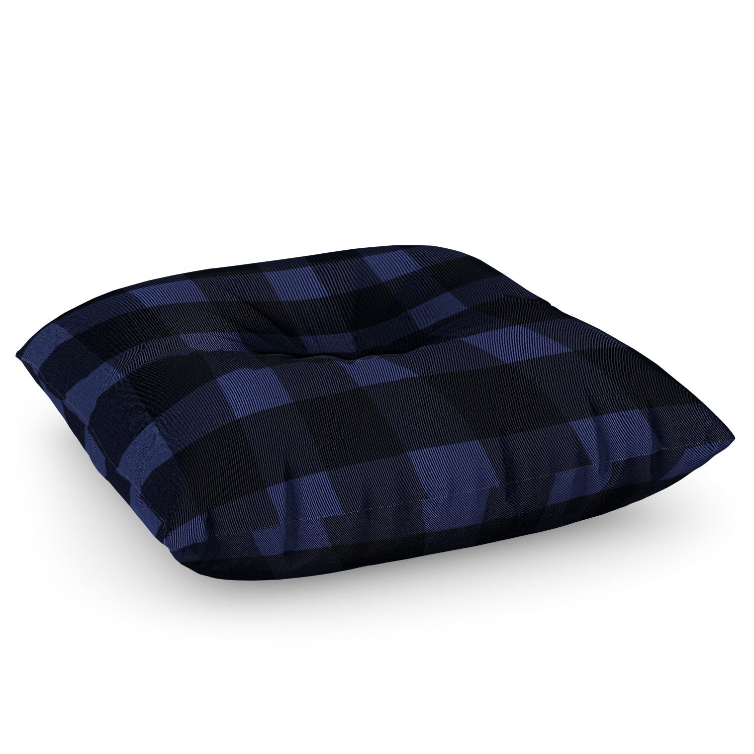 Allyson Johnson Woodsy Blue Plaid Floor Pillow Square
