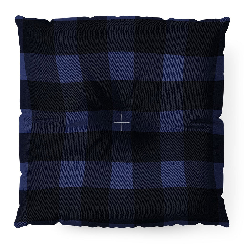 Allyson Johnson Woodsy Blue Plaid Floor Pillow Square
