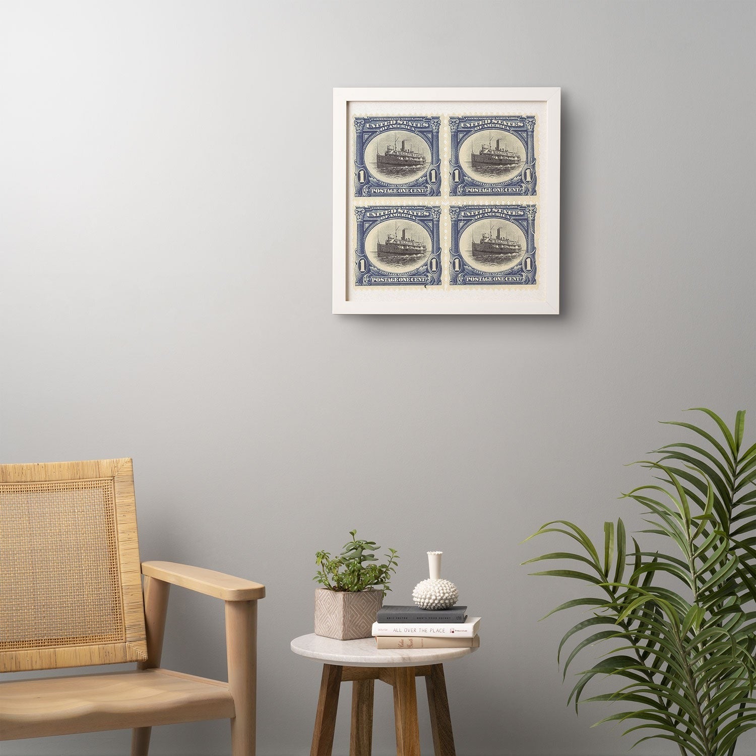 DENY Designs 1901 1c Fast Lake Navigation Stamps Framed Wall Art