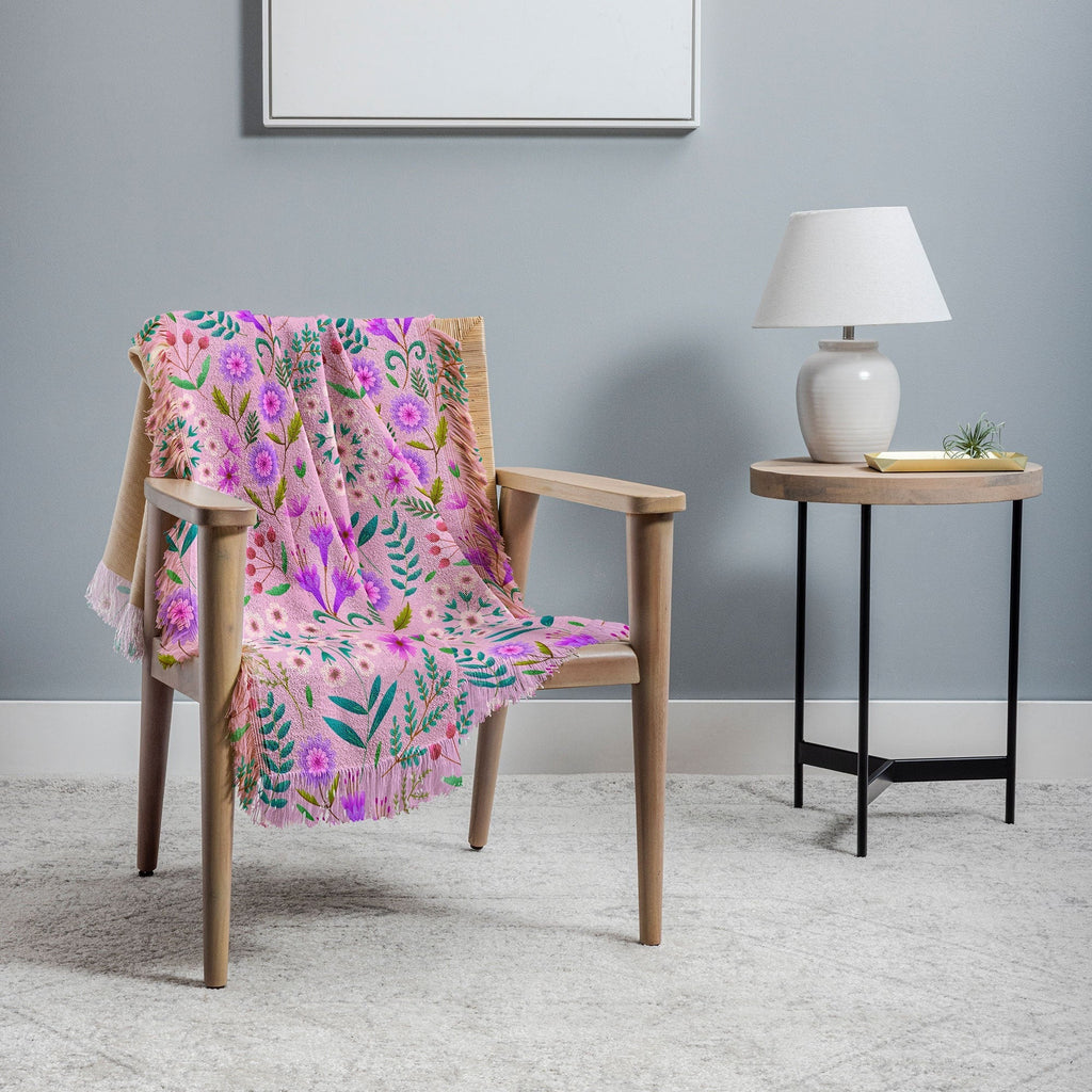 Pimlada Phuapradit Ditsy Purple Floral Half Drop Throw Blanket