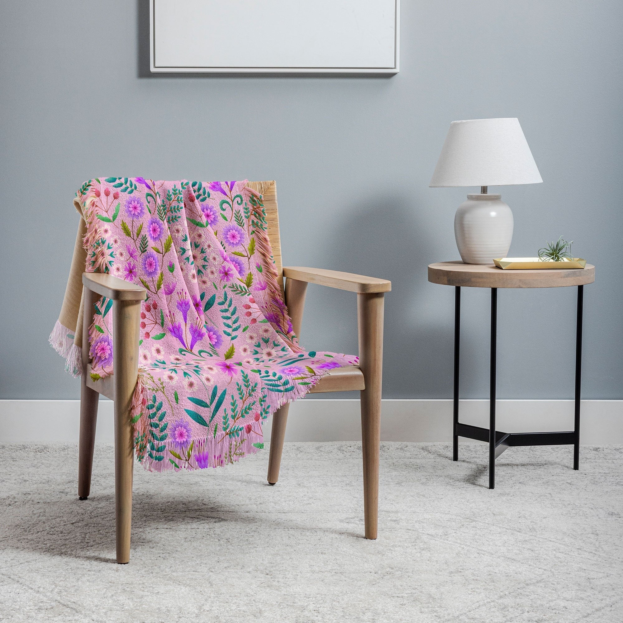 Pimlada Phuapradit Ditsy Purple Floral Half Drop Throw Blanket