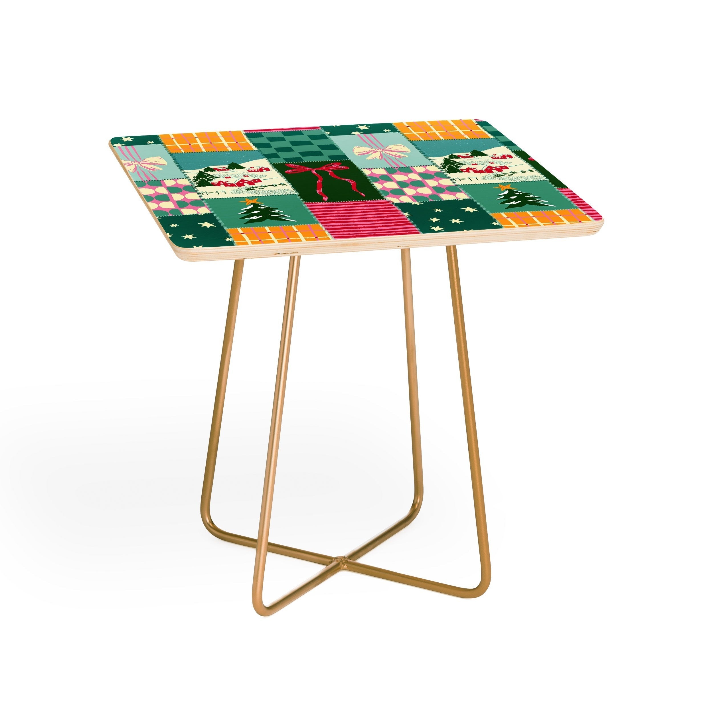 LouBruzzoni Cozy Christmas Patchwork Side Table