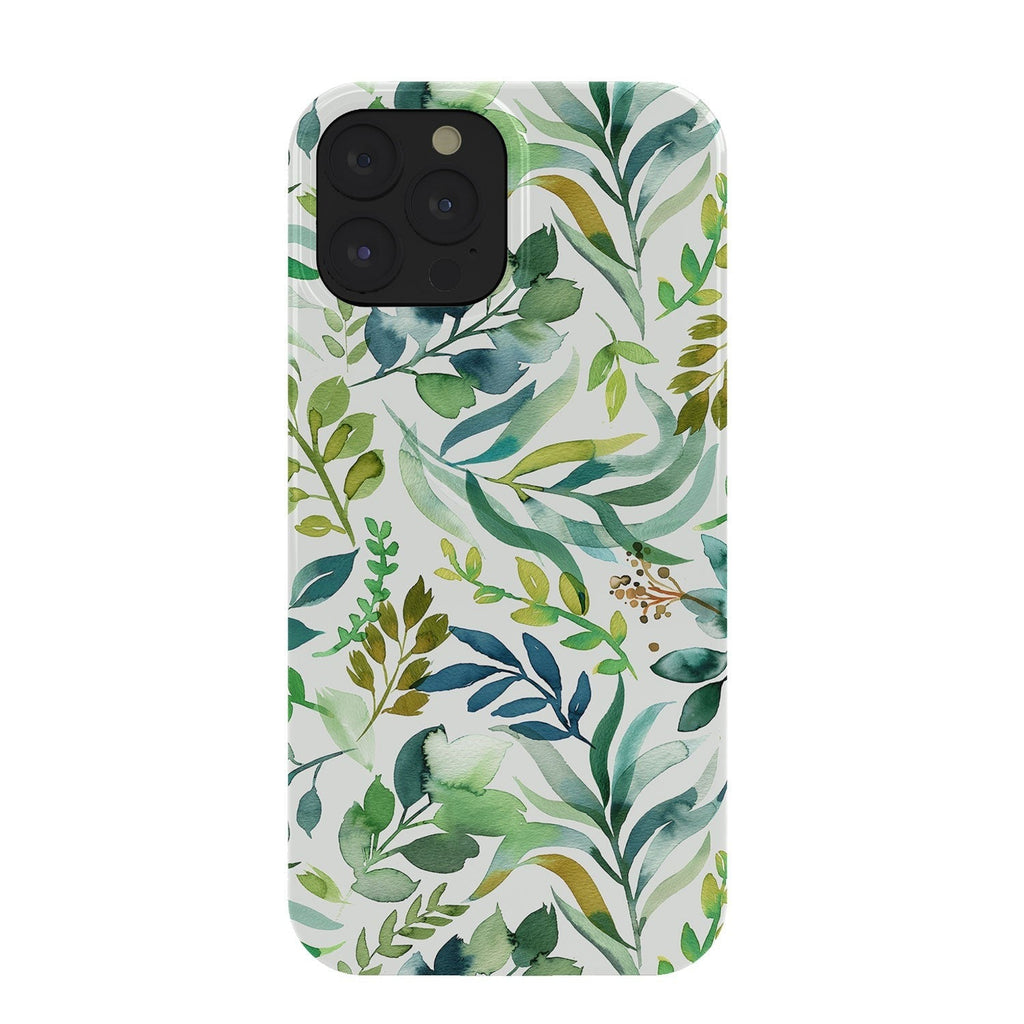 Ninola Design Botanic Retreat Loose Botanical Leaves Watercolor Green Phone Case