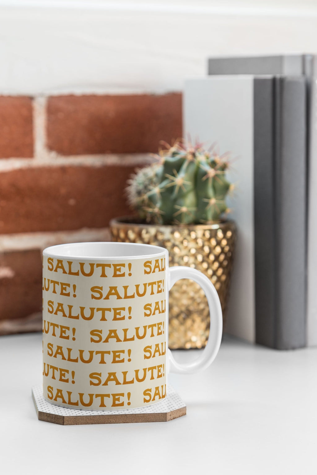 Jessica Molina Salute Gold Pattern on Cream Coffee Mug