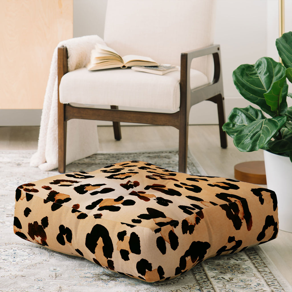 Amy Sia Animal Leopard Brown Floor Pillow Square