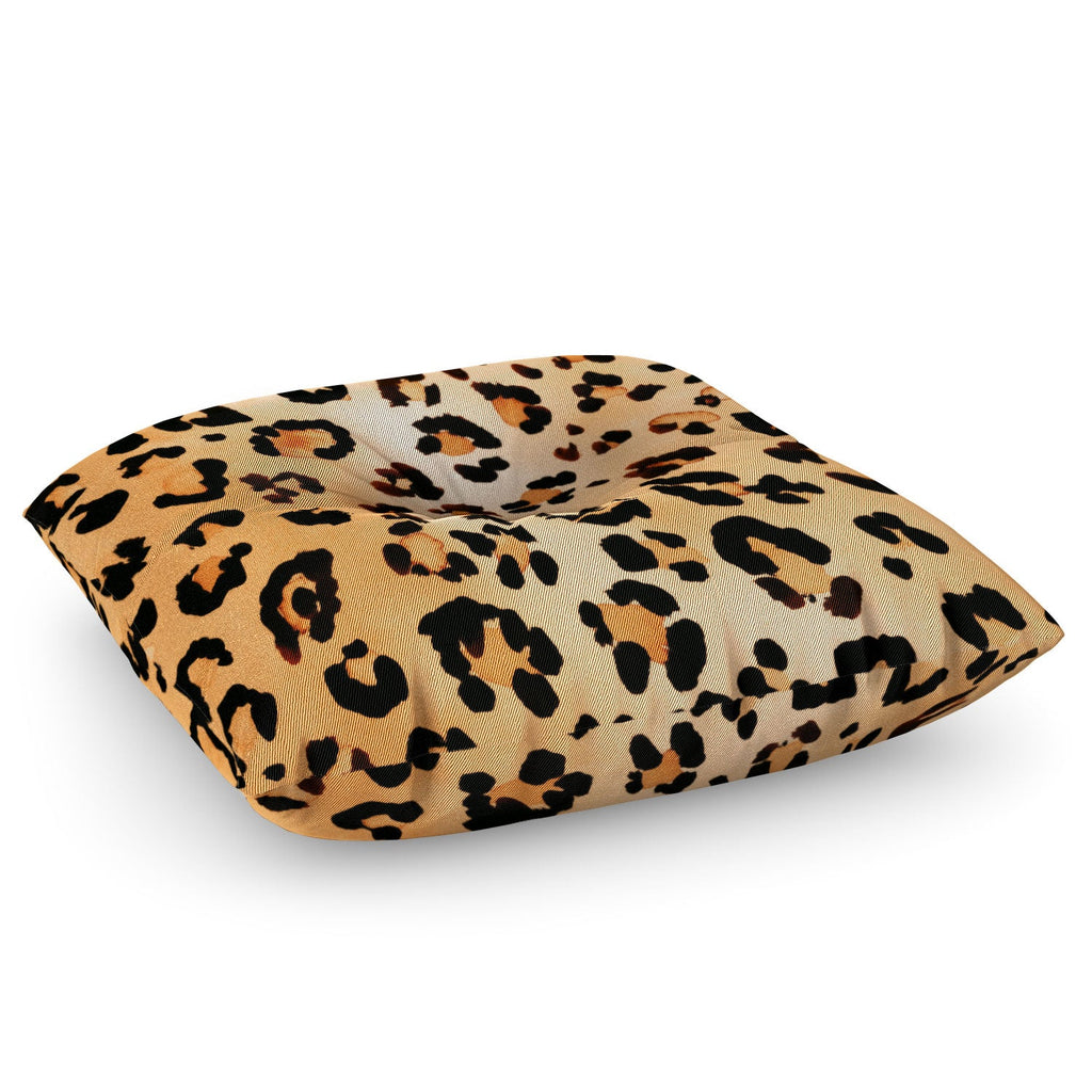 Amy Sia Animal Leopard Brown Floor Pillow Square