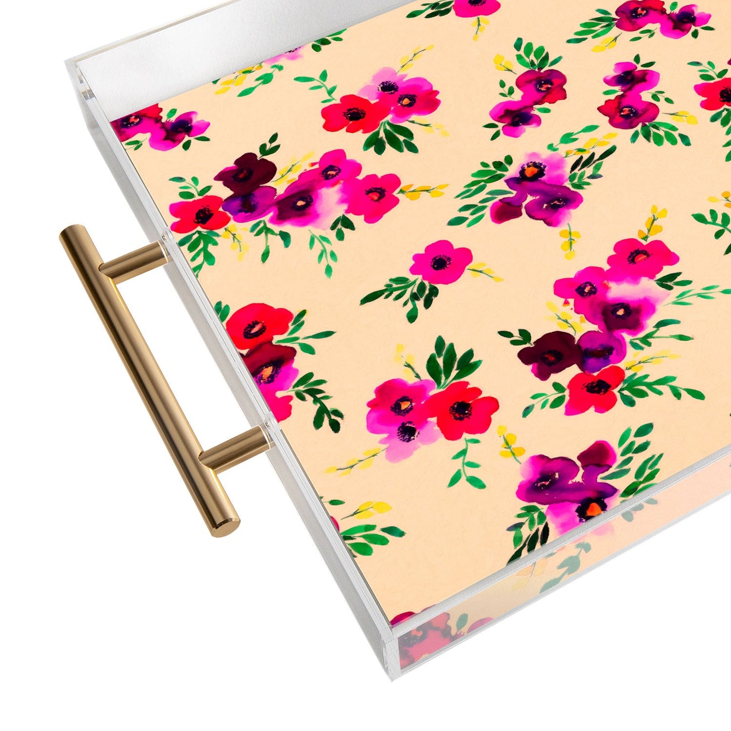 Amy Sia Ava Floral Peach Acrylic Tray