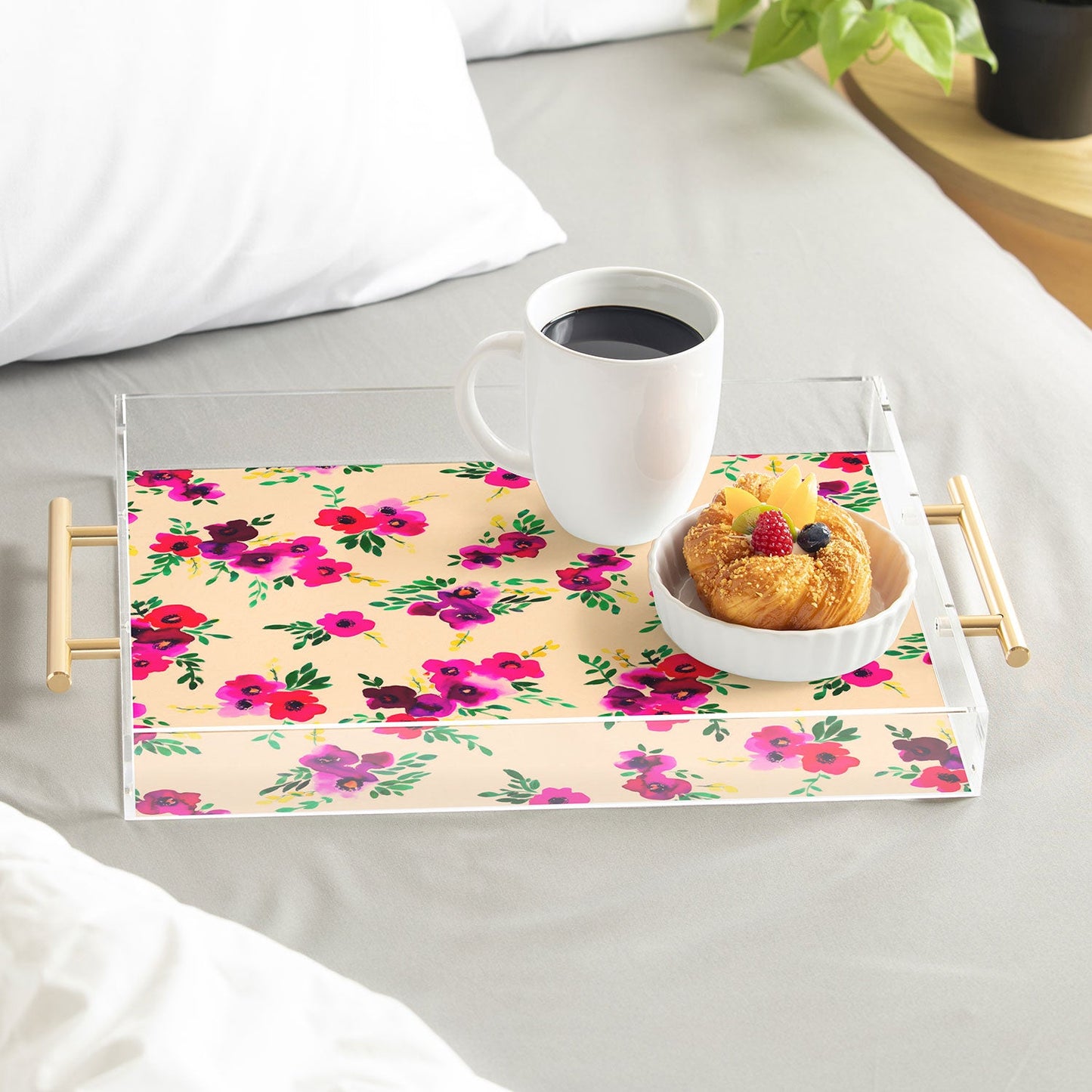 Amy Sia Ava Floral Peach Acrylic Tray