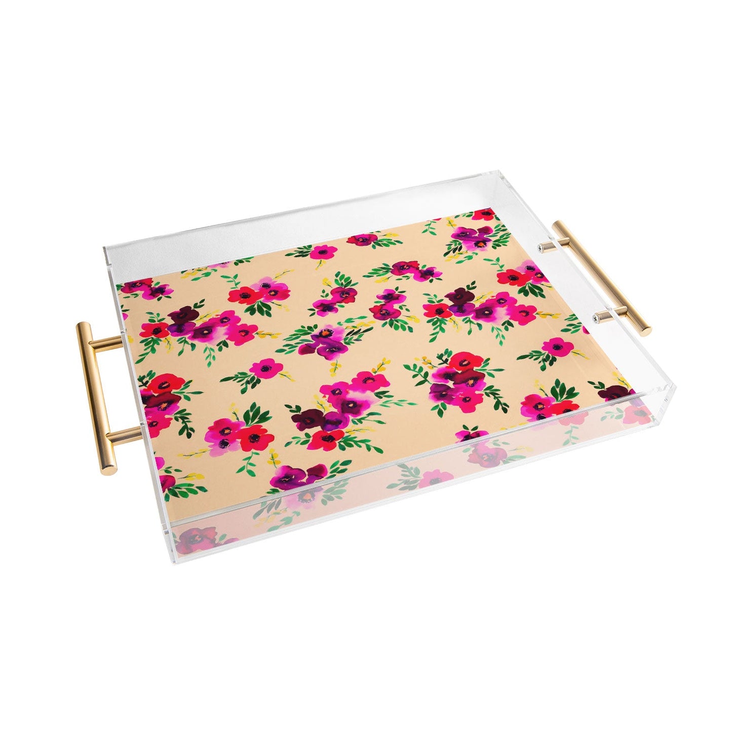 Amy Sia Ava Floral Peach Acrylic Tray