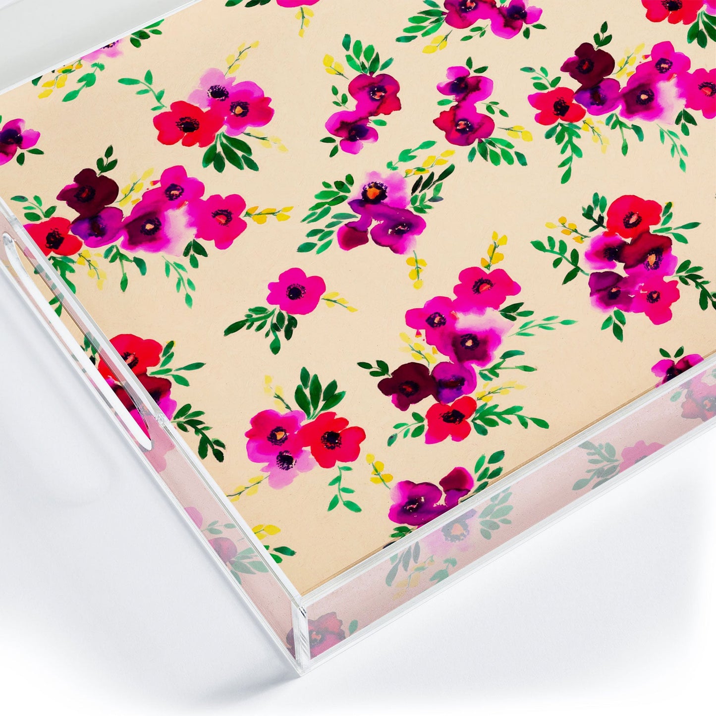 Amy Sia Ava Floral Peach Acrylic Tray