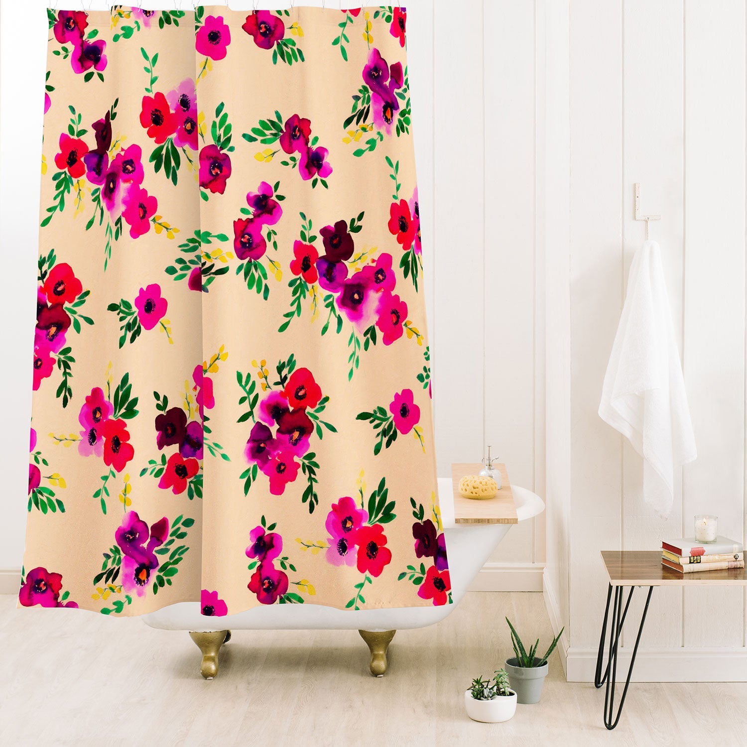 Amy Sia Ava Floral Peach Shower Curtain