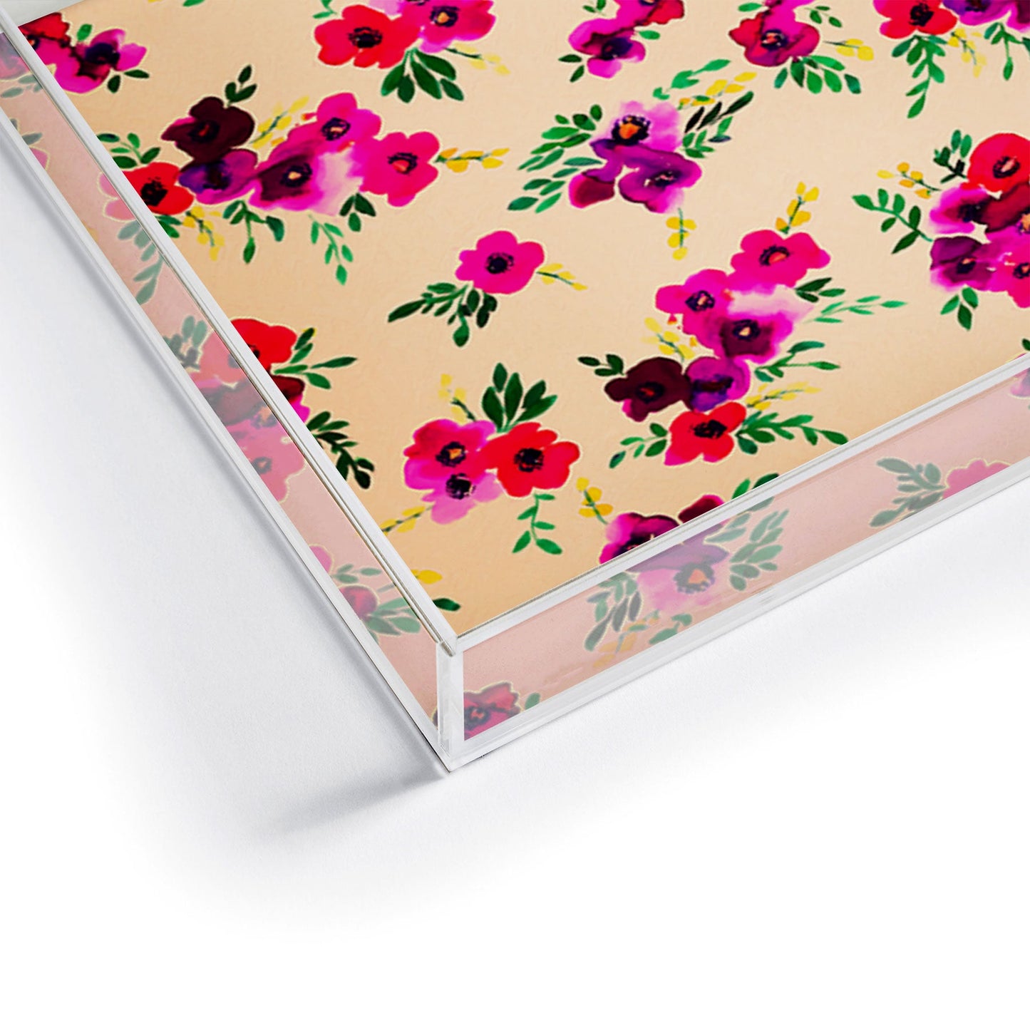 Amy Sia Ava Floral Peach Acrylic Tray