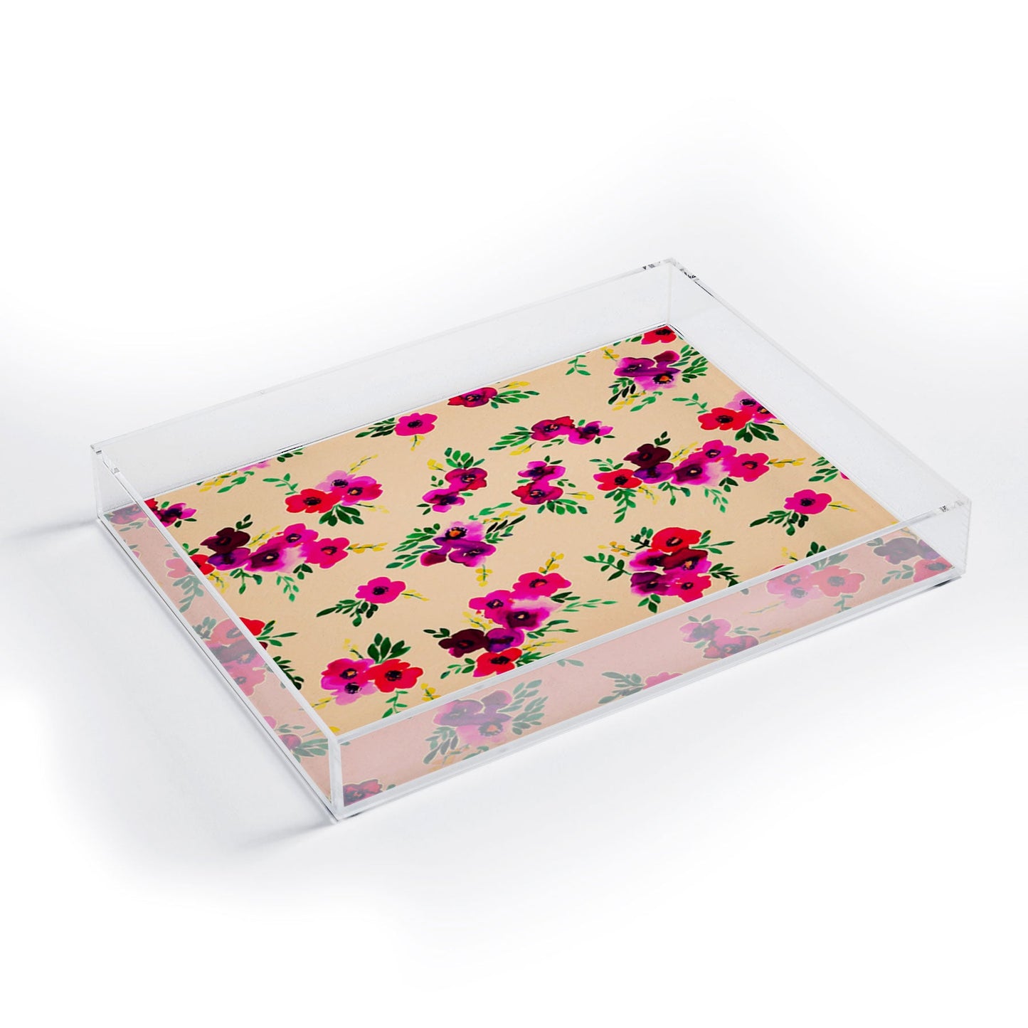 Amy Sia Ava Floral Peach Acrylic Tray