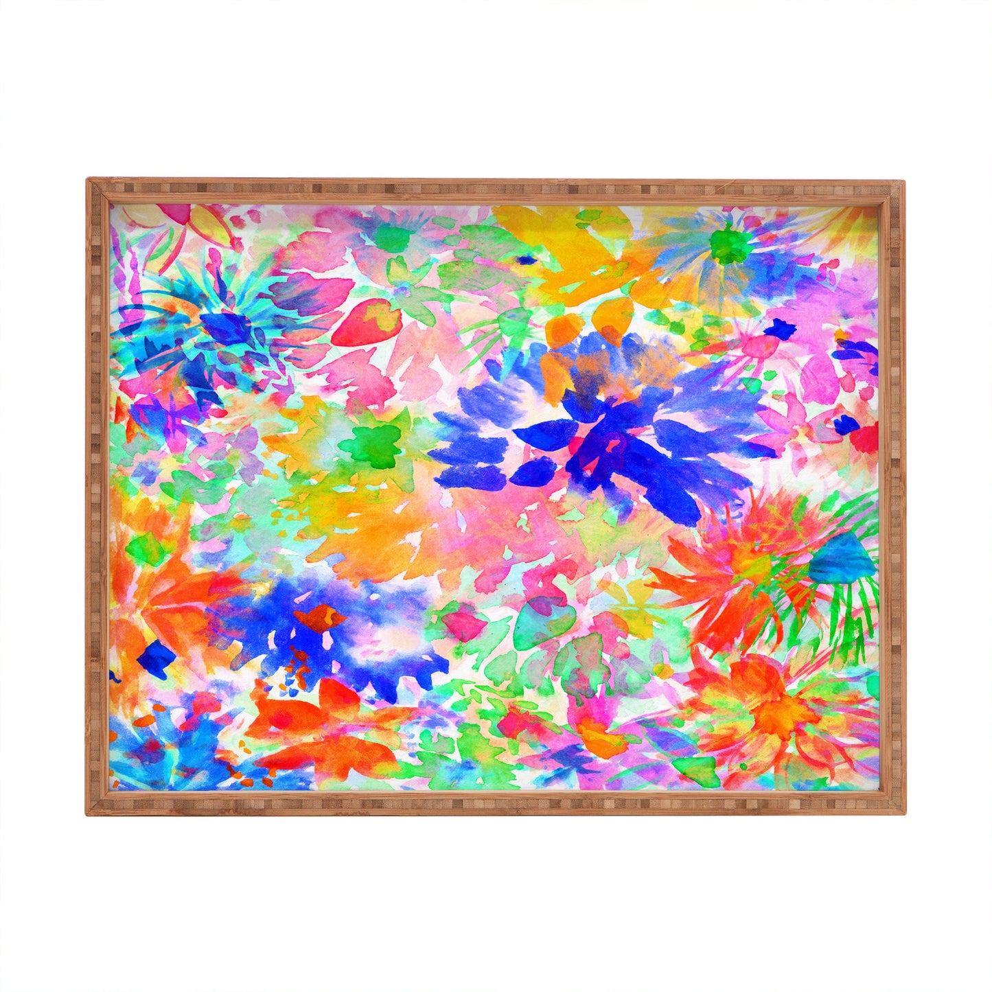 Amy Sia Bloom Blue Rectangular Tray